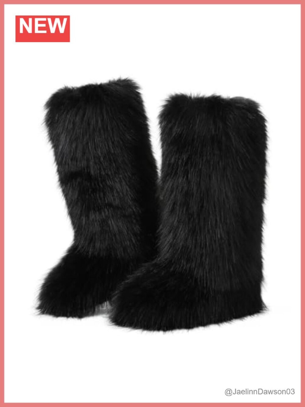 Women Faux Fur Knee High Winter Boots Slip On Y2K Snow Boots